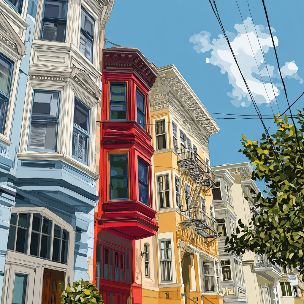 Colorful San Francisco Victorian row houses